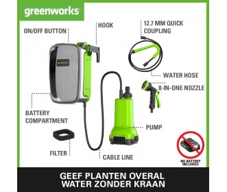 Greenworks 40 Volt dompelpomp G24SWP Greenworks 40 Volt dompelpomp G24SWP