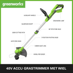 Greenworks 40 Volt trimmer en kantensnijder Greenworks 40 Volt trimmer en kantensnijder