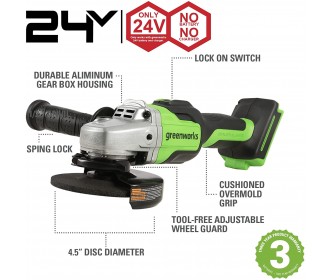 Greenworks 24 Volt haakseslijper GD24AG Greenworks 24 Volt haakseslijper GD24AG