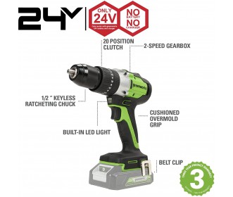 Greenworks 24 Volt accuschroefboormachine GD24DD60