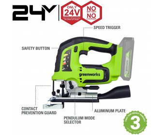 Greenworks 24 Volt accudecoupeerzaag GD24JS