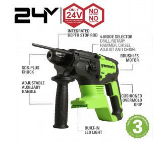 Greenworks 24 Volt accuboorhamer SDS GD24SDS2