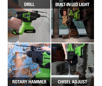 Greenworks 24 Volt accuboorhamer SDS GD24SDS2