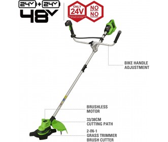 Greenworks 24+24 Volt trimmer GD24X2BCB Greenworks 24+24 Volt trimmer GD24X2BCB