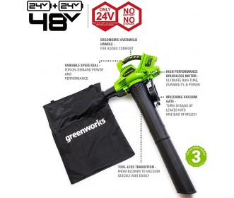 Greenworks 24+24 volt bladblazer GD24X2BV Greenworks 24+24 volt bladblazer GD24X2BV