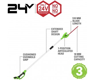 Greenworks 24 Volt heggenschaar langbereik G24PH51 Greenworks 24 Volt heggenschaar langbereik G24PH51